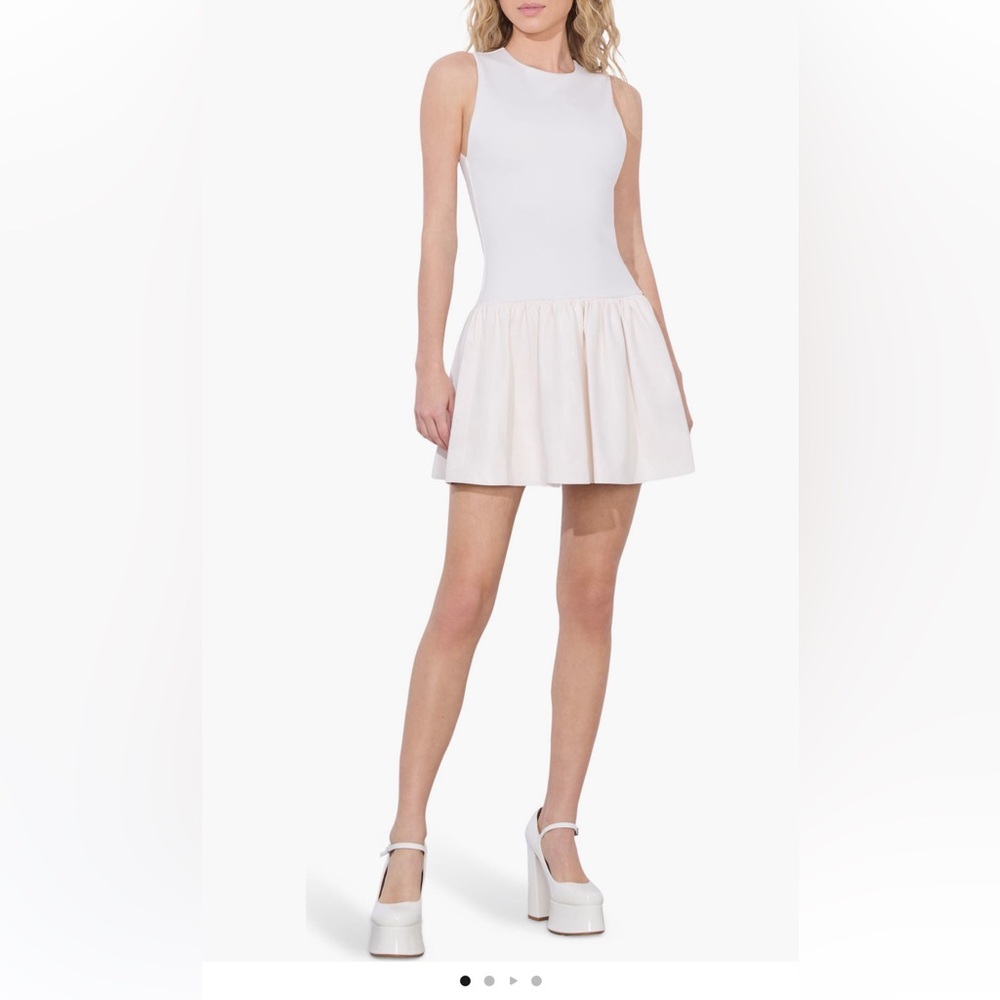 Alice + Olivia Ella Mixed Media Faux Leather‎ Minidress mini Dress size 10 NWT